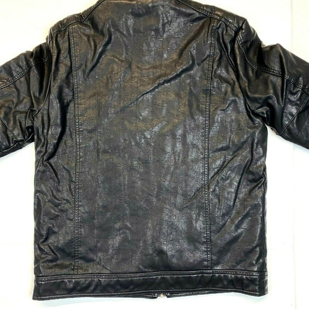 Men's Apt. 9 Faux Leather Removable Bib Hooded Jacket - Black - L - Picture 5 of 5